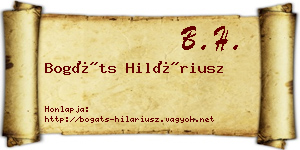 Bogáts Hiláriusz névjegykártya